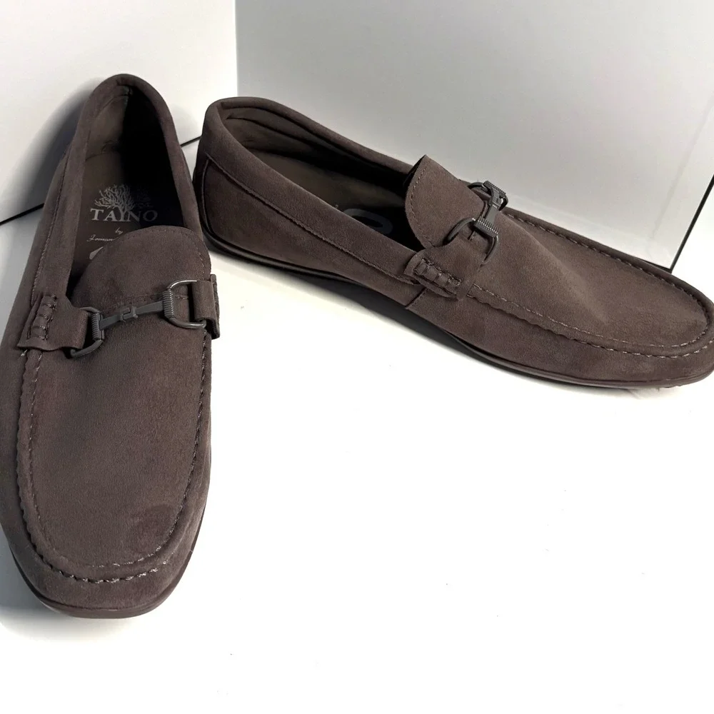 Tayno Men's Dark Grey Suede Bit‎ Loafers in Size